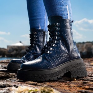 Designerlaarzen - Blue relef winter - 1163-25