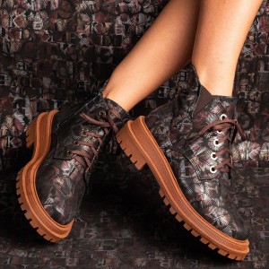 Designer Boots - Brown Flowerness - 1014-306