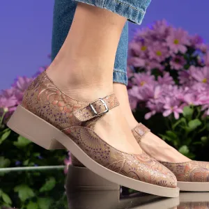  Designer schoenen - Beige bloemen - 1225-6 -