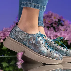 Designer schoenen - Blauwe Bloemen - 698-162 -