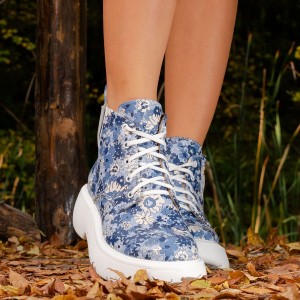 Designer laarzen - Blue Flowers herfst - 1014-249